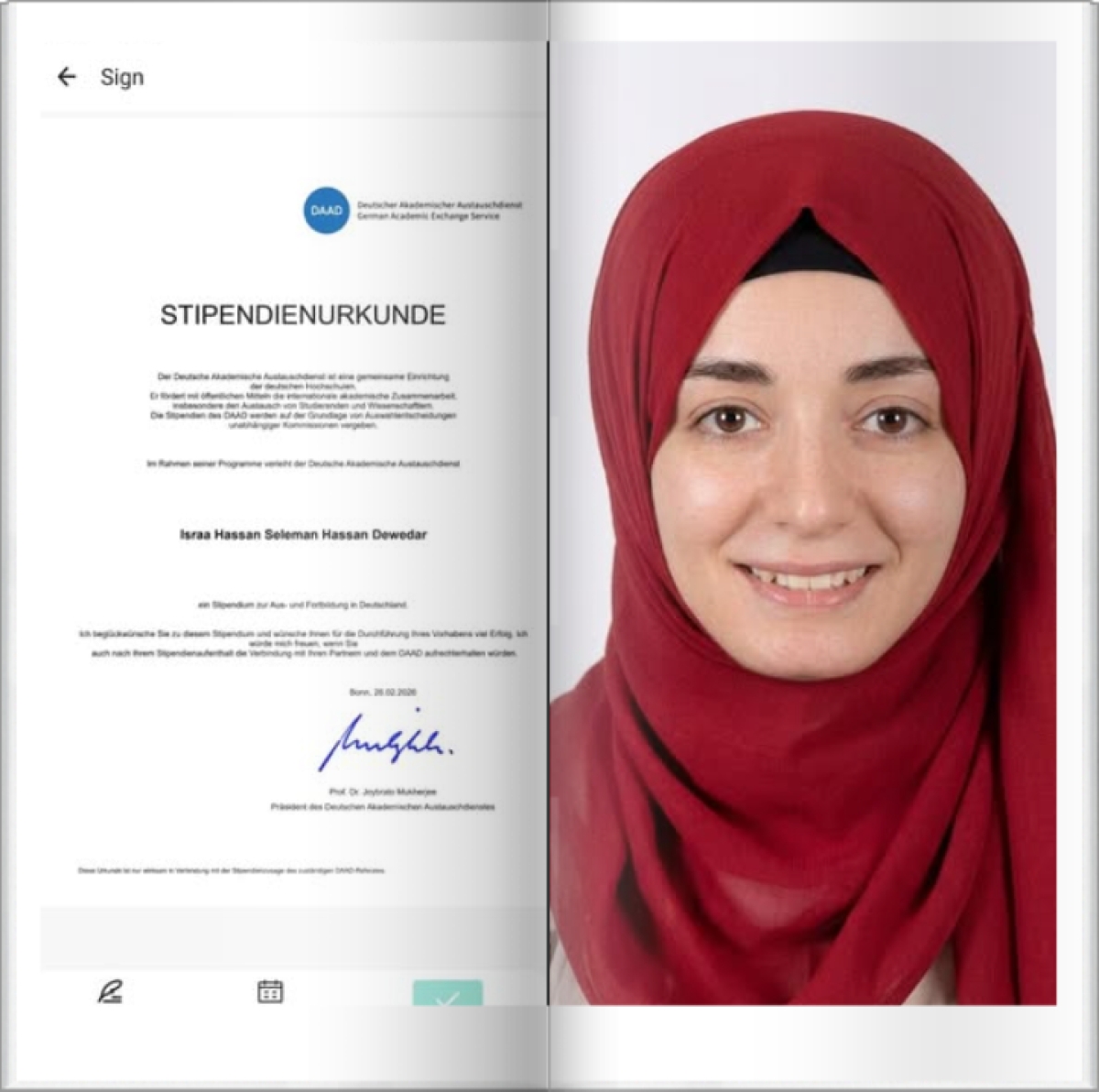 Congratulations to Student Israa Hassan Suleiman Doweidar &ndash; Third Level, German Language Department