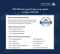Benha University ranks among the top 10 universities in Egypt and makes a global advancement in the US News ranking for 2025-2026.